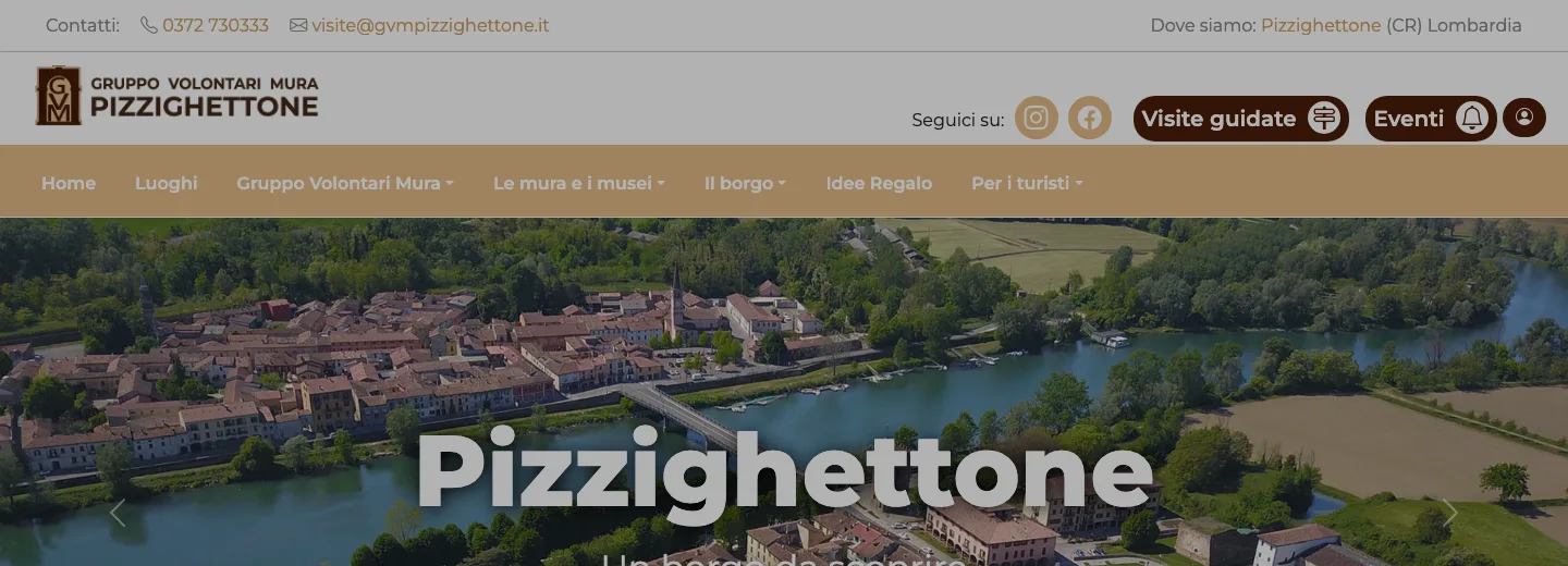 Screenshot del sito del Gruppo Volontari Mura Pizzighettone