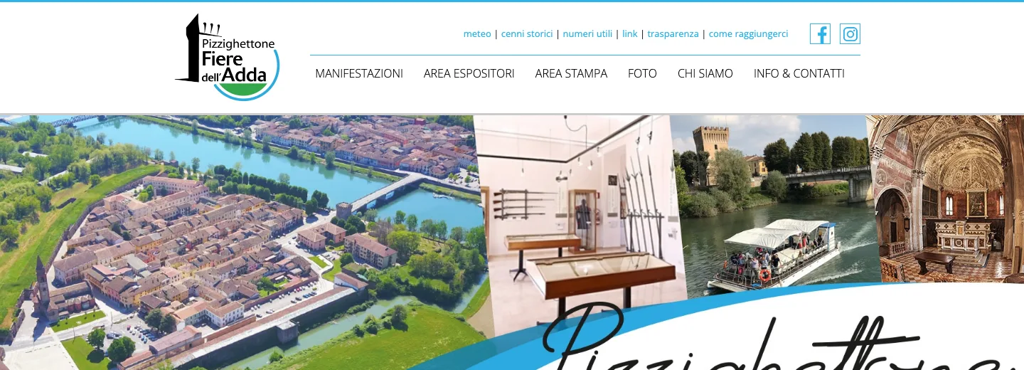 Screenshot del sito di Pizzighettone Fiere dell'Adda
