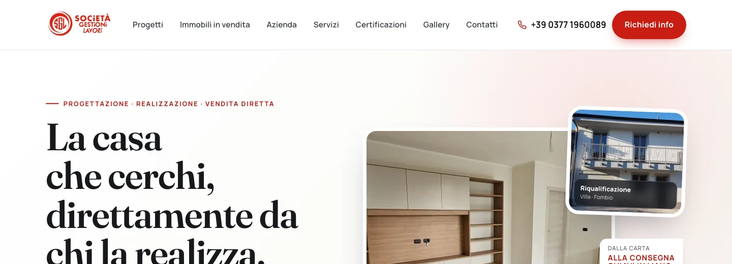 Homepage provvisoria di Società Gestioni Lavori